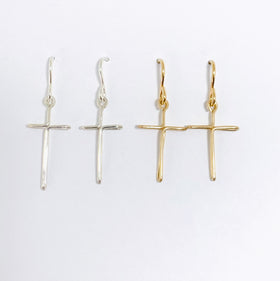 dainty dangle cross earrings