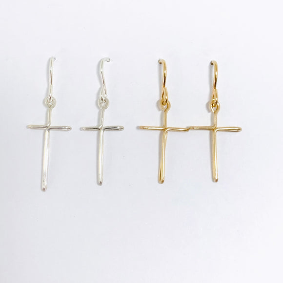 dainty dangle cross earrings