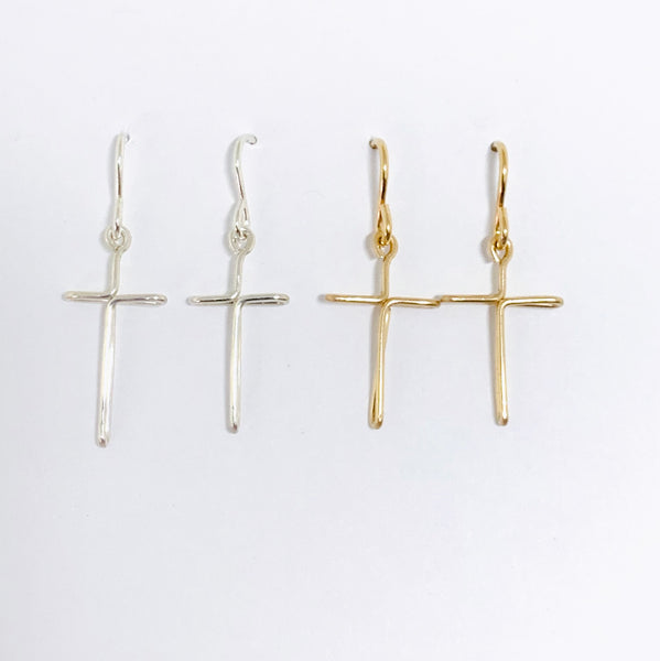 dainty dangle cross earrings